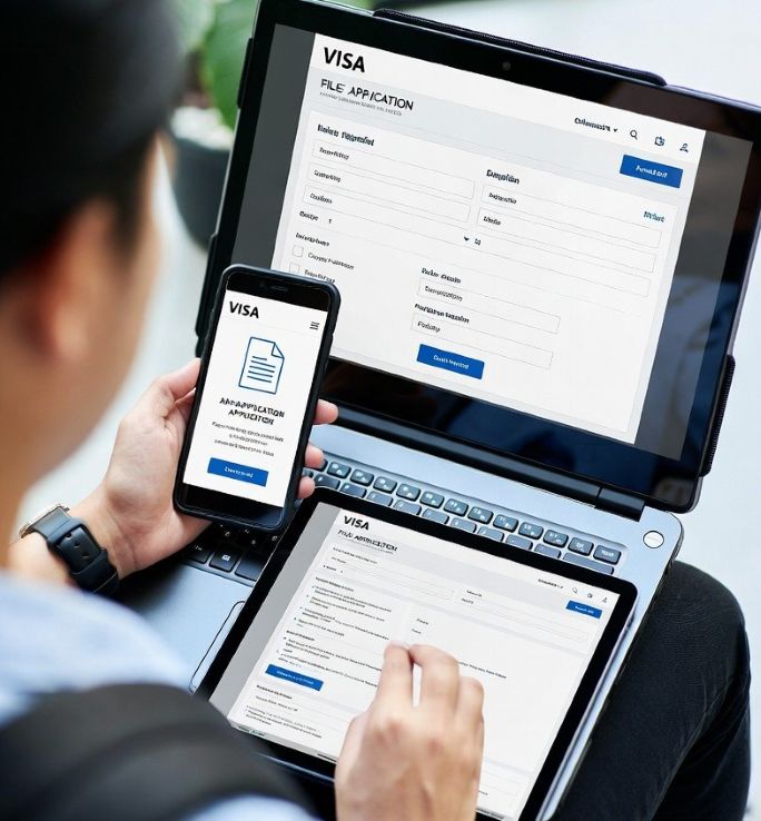 traveler accessing visa files